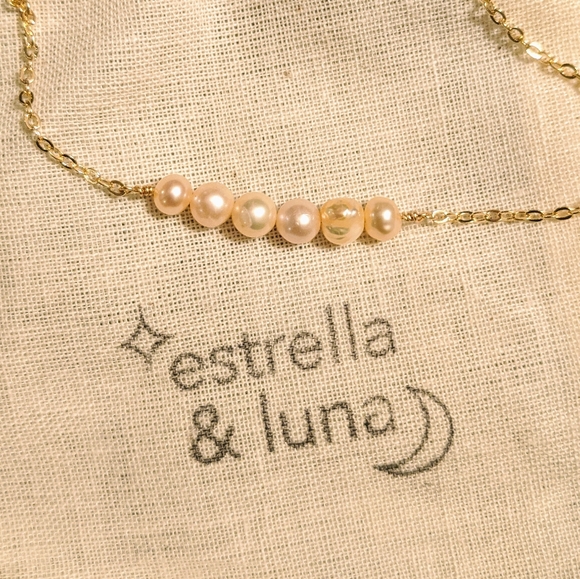 Dainty Pearl 14K Estrella & Luna Gold Bracelet NWT - Picture 4 of 4